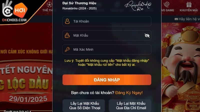 Xác nhận đăng nhập OKCHOI vào tài khoản